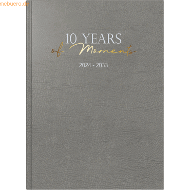 4003273779402 - 10-Jahres-Kalender Buchkalender 2024 - 2033 10 Years of Moments Kunstleder-Einband grau