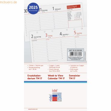 4003273783607 - Ersatzkalendarium TM 17 für Ringbuchplaner 87x153cm 1 Woche 2 S