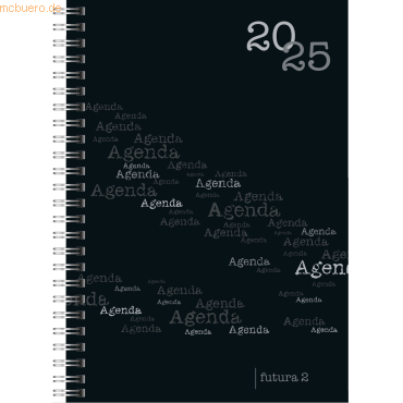 4003273784987 - rido idé 7021105905 Buchkalender Modell futura 2 (2025) 2 Seiten = 1 Woche A5 160 Seiten PP-Einband schwarz