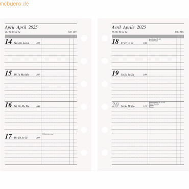 4003273786936 - 10 x Wochenkalendarium 1 Woche 2 Seiten 76x127cm 2025