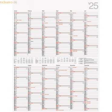 4003273788091 - 5 x Wandkalender Modell Vertikal 1 Seite = 12 Monate 70x100cm ver