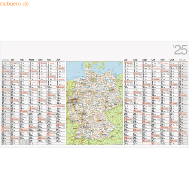 4003273788152 - 5 x Plakatkalender Deutschland 114x64cm quer 2025