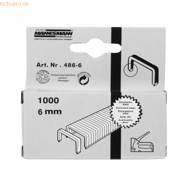 4003315033011 - BRÜDER MANNESMANN Ersatzklammern 486-06 6mm 1000St 4003315033011 1000 Stück 4003315033011 - BRÜDER MANNESMANN Ersatzklammern 486-06 6mm 1000St 4003315033011 1000 Stück