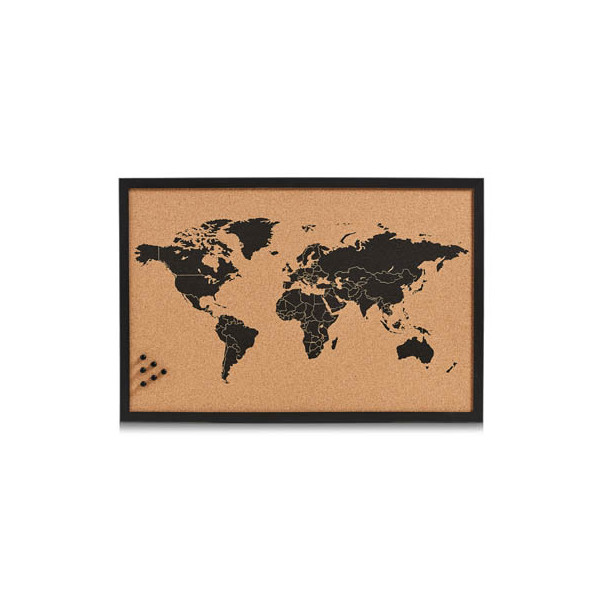 4003368115719 - Pinnwand ZELLER PRESENT World Tafeln braun (schwarz braun) Deko Memoboard aus Kork Motiv Weltkarte