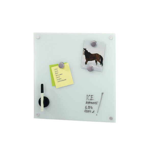 4003368116006 - Memobord 40 x 40 cm weiß Praktisches & dekoratives Memobord beschreibbar und magnetisch Material Glas inkl 3 Magneten Stift + Halter Montagematerial