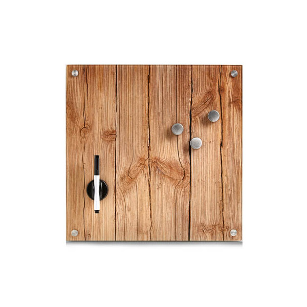 4003368116501 - Glas-Magnettafeln Memoboard Wood 40x40cm 400 x 400 cm bruchfestes Glas Rückseite Metall Braun