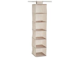 4003368146508 - Allzweckkorb ZELLER PRESENT Stripes Aufbewahrungsboxen Gr Maße(B T H)(30 30 129) beige (natur) Deko-Korb Korb Dekokörbe Aufbewahrungsboxen 6 Fächer Vlies