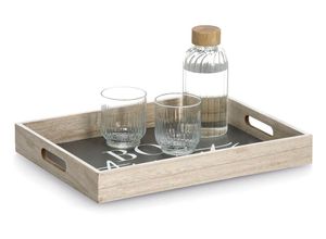 4003368151540 - Tablett ZELLER PRESENT grau (anthrazit) B30cm H5cm L40cm MDF Tabletts mit Aufdruck Bon Appetit 2 Grifflöcher