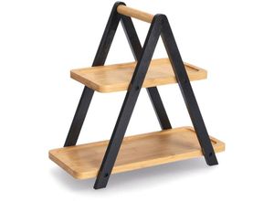 4003368253541 - Etagere ZELLER PRESENT beige (natur schwarz) B172cm H32cm L34cm Bambus Servierplatten 2-stufig