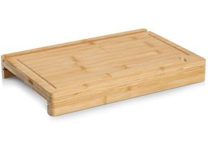 4003368256498 - Schneidebrett ZELLER PRESENT mit Tablet-Halter braun (hellbraun weiß) B2650cm H520cm L4000cm Bambus Kunststoff Schneidebretter mit herausnehmbarem Auffangbehälter