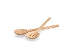 4003368256672 - Salatbesteck ZELLER PRESENT Stripes beige (natur) Holzwerkstoff Kochbesteck-Sets Gummibaum langlebig und robust
