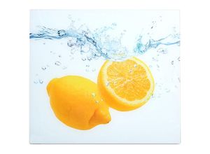 4003368263052 - Herdblende- Abdeckplatte ZELLER PRESENT Lemon Splash Herdabdeckplatten Gr B L 50 cm x 56 cm 1 tlg gelb (weiß gelb) Küchendekoration Silikonfüßen