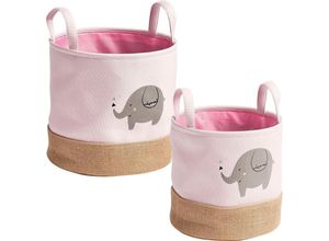 4003368501161 - Aufbewahrungskorb ZELLER PRESENT Elefant Aufbewahrungsboxen Gr B H 25 cm x 25 cm Ø 25 cm rosa Deko-Korb Korb Dekokörbe Aufbewahrungsboxen