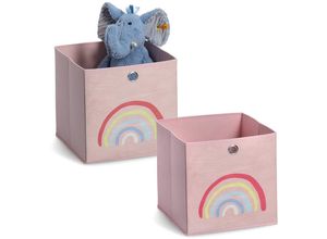 4003368503790 - Organizer ZELLER PRESENT Rosy Rainbow rosa (rosé) B28cm H28cm T28cm Vlies Aufbewahrungsboxen Aufbewahrungsbox flach klappbar Vlies