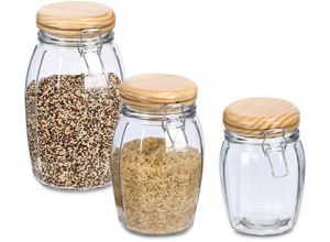 4003368503868 - Vorratsglas ZELLER PRESENT Lebensmittelaufbewahrungsbehälter farblos (transparent) Vorratsgläser Bügelverschluss Deckel Kiefernholz
