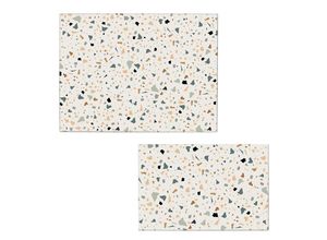 4003368505367 - Schneidebrett ZELLER PRESENT Terrazzo weiß (weiß mit buntem muster) B30cm H20cm Sicherheitsglas Schneidebretter extra Halt dank Silikon Füße 2-teilig 30x20 cm