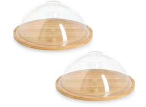 4003368506593 - Käseglocke ZELLER PRESENT mit Haube Bambus Kunststoff 2-tlg braun (braun transparent) B2350cm H1050cm L2350cm Ø2350cm Bambus Servierglocken Schützt und hält länger frisch