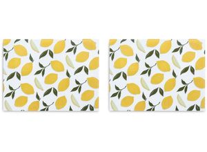 4003368506616 - Schneidebrett ZELLER PRESENT Glasschneideplatte Lemons 2er Set bunt B3000cm H060cm L4000cm Sicherheitsglas Schneidebretter Silikonfüße