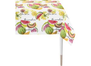 4003440228160 - Tischdecke APELT 7187 SUMMER GARDEN Sommerdeko Sommer Tischdecken Gr B L 150 cm x 250 cm 1 St rechteckig bunt (weiß gelb grün bunt) Tischdecken Digitaldruck