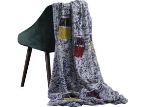 4003440242401 - Plaid APELT Enni Wohndecken Gr B L 130 cm x 170 cm bunt (bunt weiß) Fleecedecken mit romantisch verschneiter Winterwald-Kulisse Kuscheldecke