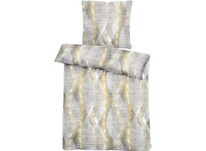 4003440249974 - Bettwäsche APELT Mika Gr B L 135 cm x 200 cm (1 St) B L 80 cm x 80 cm (1 St) Satin grau (grau goldfarben) Satin-Bettwäsche grafisches All-over Motiv in wohnlichen Non-Colours