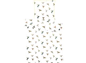 4003440256859 - Bettwäsche APELT Kolibri Gr B L 135 cm x 200 cm (1 St) B L 80 cm x 80 cm (1 St) Mako-Satin weiß Bettwäsche 135x200 cm stylische bunte Vögel