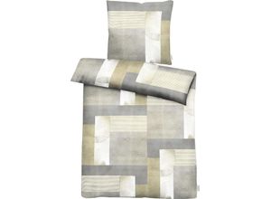 4003440261990 - Bettwäsche APELT Toby Gr B L 135 cm x 200 cm (1 St) B L 80 cm x 80 cm (1 St) Mako-Satin grau (taupe grau goldfarben) Bettwäsche 135x200 cm für Designliebhaber mit faible cooles Design