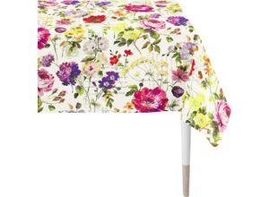 4003440286917 - Tischdecke APELT 6850 SUMMERTIME Sommerdeko Sommer Tischdecken Gr B L 150 cm x 250 cm 1 St rechteckig bunt (weiß bunt) Tischdecken mit Sommerblüten Digitaldruck Blüten Motiv