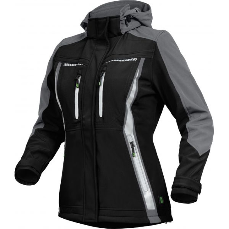 4003457375505 - Flex Line Damen-Softshelljacke schwarz-grau 44 - Leibwächter