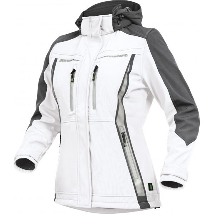 4003457375796 - Trizeratop - Arbeitsjacke Damen Softshell Jacke weiß grau Größe 42 - weiss