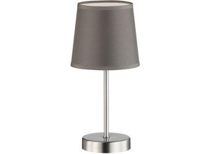 4003474256740 - Wofi - Tischleuchte Wohnzimmerleuchte Nachttischlampe Leselampe Tischlampe grau Textil Metall nickel matt 1x E14DxH 14x32 cm