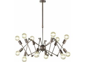 4003474345420 - Wofi - Pendelleuchte Wohnzimmer Industrial Sputnik Kronleuchter Deckenlampe Vintage Retro Metall 12x E27 Fassung DxH 95x109 cm 644512098000