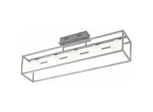 4003474346182 - Wofi - Deckenleuchte Wohnzimmerlampe led Glas Deckenlampe silber Deckenlampe Metall Glas  5x led 35W 320Lm 3000K HxBxT 24x87x16 cm 934105648000