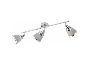 4003474356709 - Deckenleuchte Strahler Wohnzimmer grau Deckenlampe silber Deckenstrahler 3 Flammig rund Stoff  Metall Textil 3x E14LxH 63 x 215