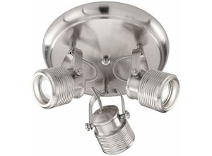 4003474368498 - Deckenstrahler 3 Flammig Retro Lampe Wohnzimmer Decke 3er Spot Deckenleuchte rund schwenkbar Metall nickel matt 3x GU10 Fassungen DxH 25x15 cm