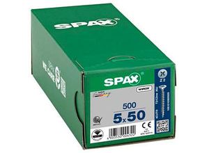 4003530004322 - Spax - Universalschraube 5 x 50 mm 500 Stück Vollgewinde Senkkopf Kreuzschlitz Z2 4CUT wirox - 1081010500505