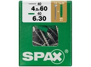 4003530072468 - Spax - Universalschrauben 45 x 60 mm tx 20 - 40 Stk (+40 Dübel) Schrauben