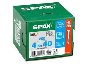 4003530091889 - Spax - Edelstahlschraube 45 x 40 mm 200 Stück Teilgewinde Senkkopf t-star plus T20 4CUT - 0197000450403