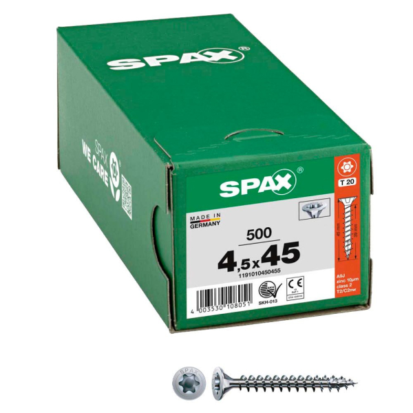 4003530108051 - Spax - Universalschraube 45 x 45 mm 500 Stück Vollgewinde Senkkopf t-star plus T20 4CUT wirox - 1191010450455 4003530108051 - Spax - Universalschraube 45 x 45 mm 500 Stück Vollgewinde Senkkopf t-star plus T20 4CUT wirox - 1191010450455