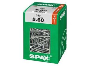 4003530158261 - Universalschraube 5 x 60 mm 250 Stück Teilgewinde Senkkopf t-star plus T20 4CUT wirox - 4191010500606 - Spax