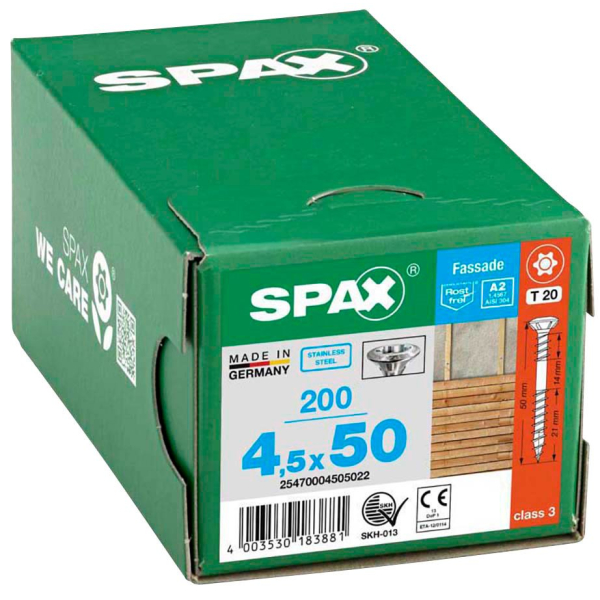 4003530183881 - Fassadenschrauben T20 Linsensenkkopf A2 25470004505022 45 mm x 50 mm 4003530183881 200 Stück