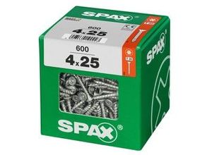 4003530190223 - Universalschraube 4 x 25 mm 600 Stück Vollgewinde Senkkopf t-star plus T20 4CUT wirox - 4191010400256 - Spax