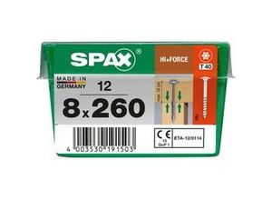 4003530191503 - Spax - hiforce 8 x 260 mm 12 Stück Teilgewinde Tellerkopf t-star plus T40 4CUT wirox - 4251010802617