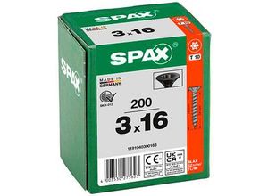 4003530275623 - S Senkmultikopf T-Star Plus T10 Vollgewinde Schwarz Verzinkt 200St 3x16 - Spax