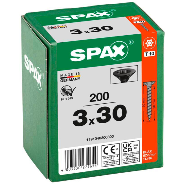 4003530275654 - T-star plus 200ER satz universalschrauben t te fresh e schwarz vollgewinde 3 x 30 mm universalschraube schwarz - Spax 4003530275654 - T-star plus 200ER satz universalschrauben t te fresh e schwarz vollgewinde 3 x 30 mm universalschraube schwarz - Spax