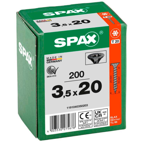 4003530275678 - Universalschrauben T20 Senkkopf BLAX 1191040350203 35 mm x 20 mm 4003530275678 200 Stück