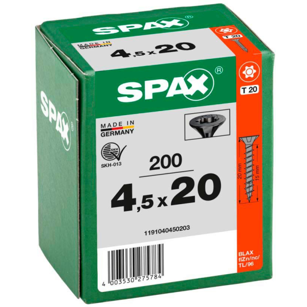 4003530275784 - Universalschrauben T20 Senkkopf BLAX 1191040450203 45 mm x 20 mm 4003530275784 200 Stück