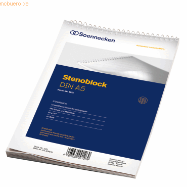 4003630001269 - Stenoblock 1131 DIN A5 mit Mittellinie 40Blatt weiß 4003630001269 Soennecken 4003630001269 - Stenoblock 1131 DIN A5 mit Mittellinie 40Blatt weiß 4003630001269 Soennecken
