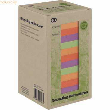 4003630023032 - Haftnotizen 5875 oeco Recycling 75x75mm kiwigrün orange rot violett quadratisch 4003630023032 16 Stück