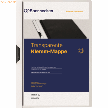 4003630121141 - Klemmhefter Winter Smell 3314 A4 weiß für ca 30 Blatt Polyvinylchlorid (PVC) 80g 4003630121141 Soennecken